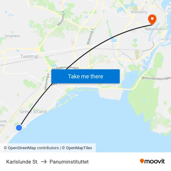 Karlslunde St. to Panuminstituttet map