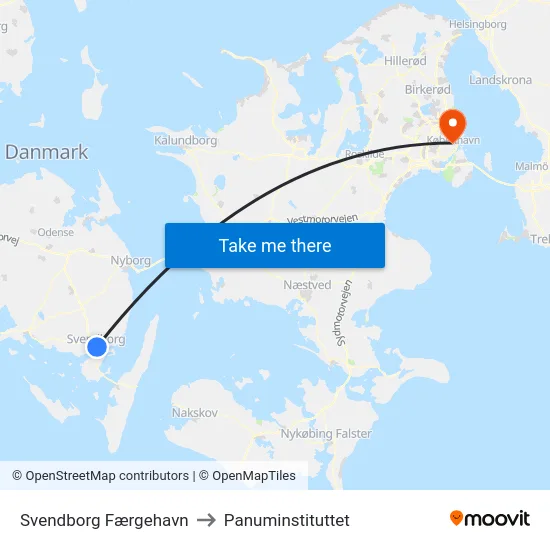 Svendborg Færgehavn to Panuminstituttet map