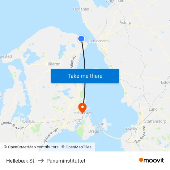 Hellebæk St. to Panuminstituttet map