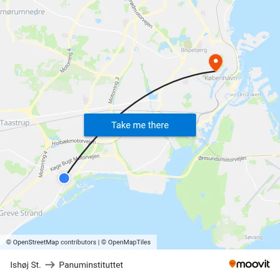 Ishøj St. to Panuminstituttet map