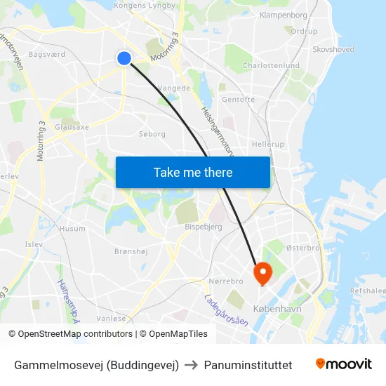 Gammelmosevej (Buddingevej) to Panuminstituttet map