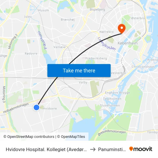 Hvidovre Hospital. Kollegiet (Avedøre Havnevej) to Panuminstituttet map