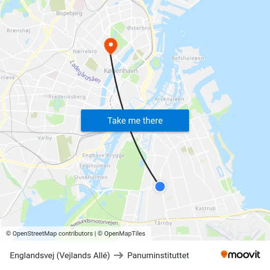 Englandsvej (Vejlands Allé) to Panuminstituttet map