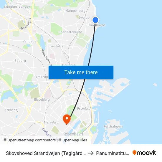 Skovshoved Strandvejen (Teglgårdsvej) to Panuminstituttet map