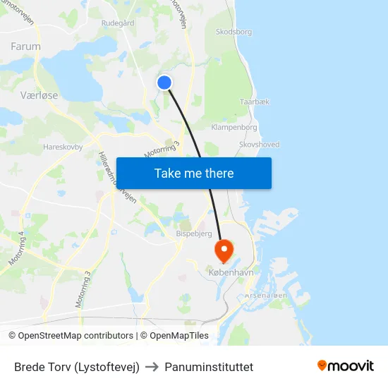 Brede Torv (Lystoftevej) to Panuminstituttet map