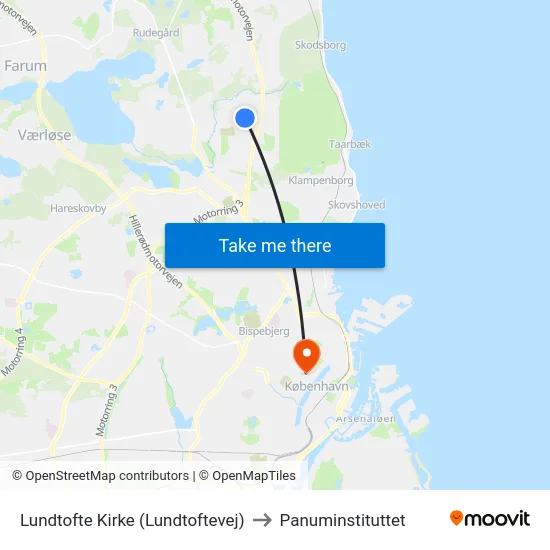 Lundtofte Kirke (Lundtoftevej) to Panuminstituttet map