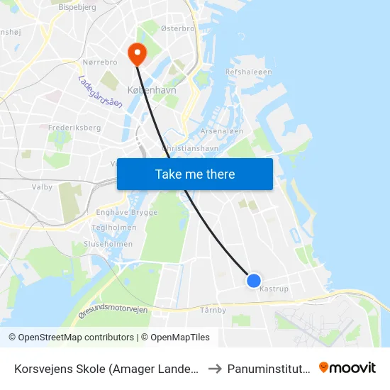 Korsvejens Skole (Amager Landevej) to Panuminstituttet map