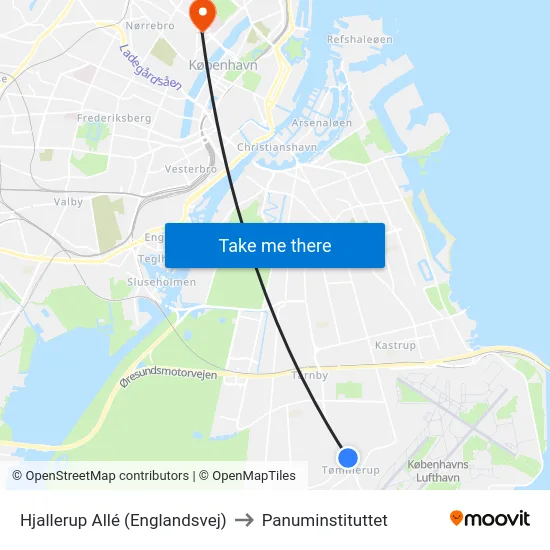 Hjallerup Allé (Englandsvej) to Panuminstituttet map