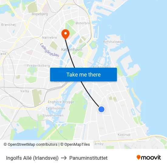 Ingolfs Allé (Irlandsvej) to Panuminstituttet map