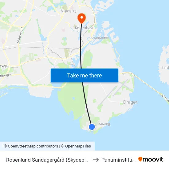 Rosenlund Sandagergård (Skydebanevej) to Panuminstituttet map