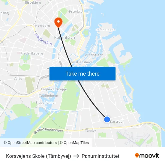 Korsvejens Skole (Tårnbyvej) to Panuminstituttet map