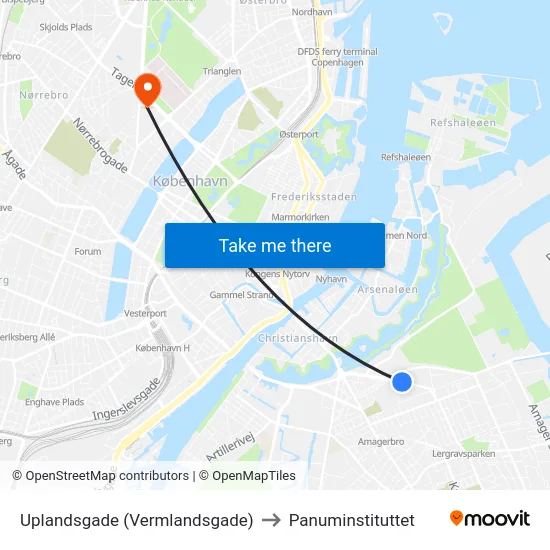 Uplandsgade (Vermlandsgade) to Panuminstituttet map