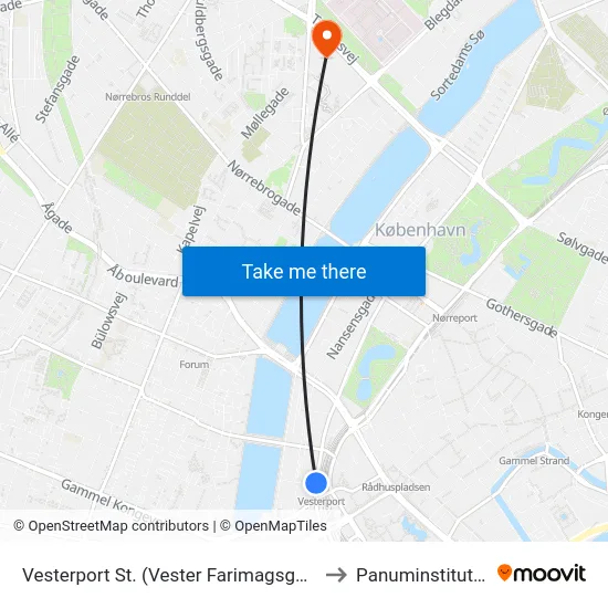 Vesterport St. (Vester Farimagsgade) to Panuminstituttet map