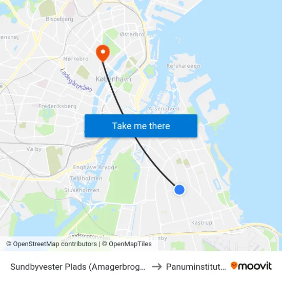 Sundbyvester Plads (Amagerbrogade) to Panuminstituttet map