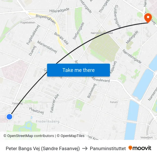Peter Bangs Vej (Søndre Fasanvej) to Panuminstituttet map
