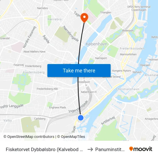 Fisketorvet Dybbølsbro (Kalvebod Brygge) to Panuminstituttet map