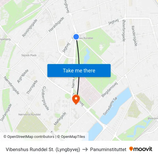 Vibenshus Runddel St. (Lyngbyvej) to Panuminstituttet map
