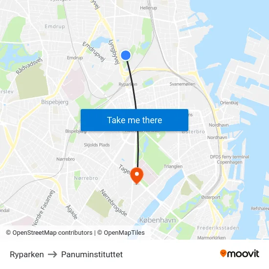 Ryparken to Panuminstituttet map