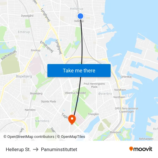 Hellerup St. to Panuminstituttet map