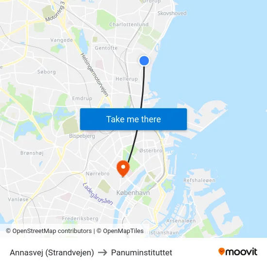 Annasvej (Strandvejen) to Panuminstituttet map