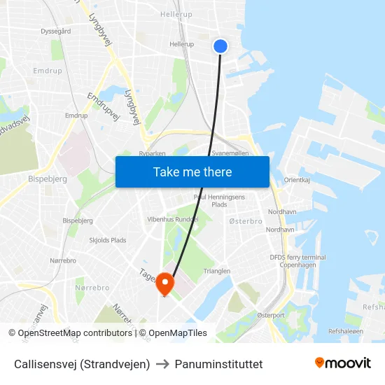 Callisensvej (Strandvejen) to Panuminstituttet map