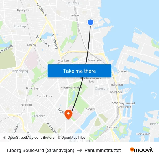 Tuborg Boulevard (Strandvejen) to Panuminstituttet map