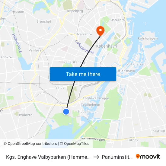 Kgs. Enghave Valbyparken (Hammelstrupvej) to Panuminstituttet map