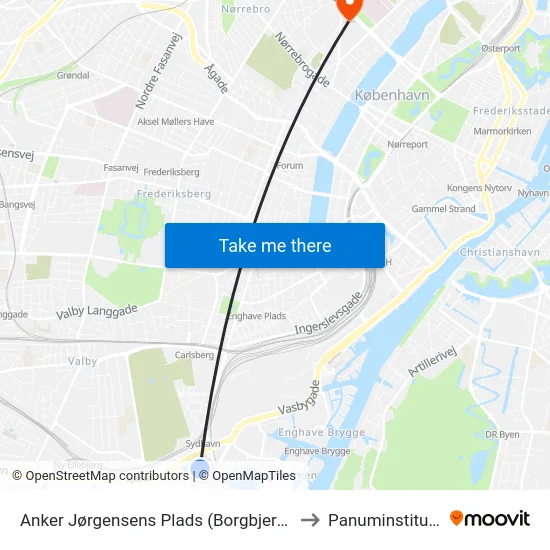 Anker Jørgensens Plads (Borgbjergsvej) to Panuminstituttet map