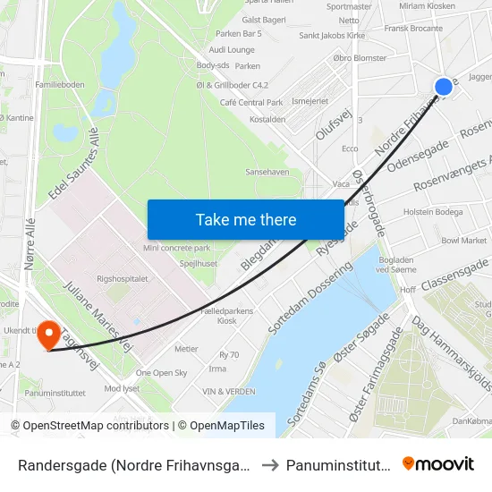 Randersgade (Nordre Frihavnsgade) to Panuminstituttet map