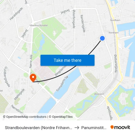 Strandboulevarden (Nordre Frihavnsgade) to Panuminstituttet map