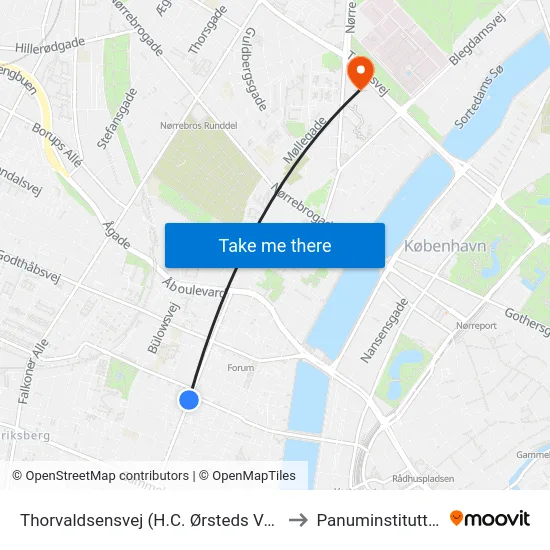 Thorvaldsensvej (H.C. Ørsteds Vej) to Panuminstituttet map