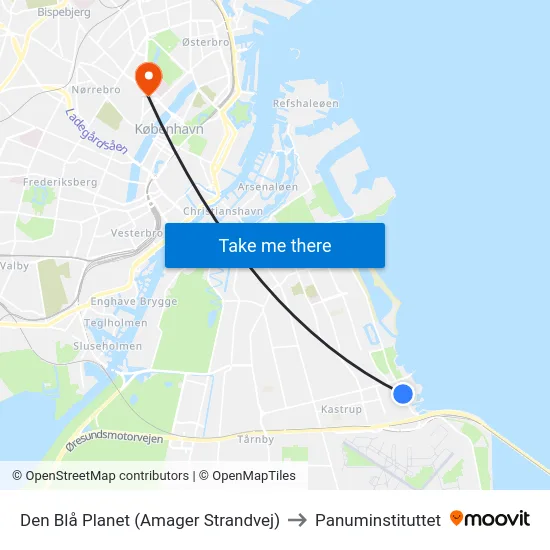 Den Blå Planet (Amager Strandvej) to Panuminstituttet map