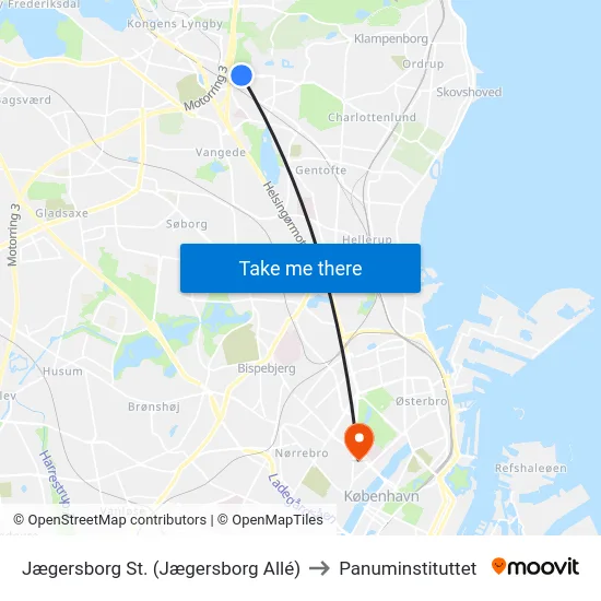 Jægersborg St. (Jægersborg Allé) to Panuminstituttet map