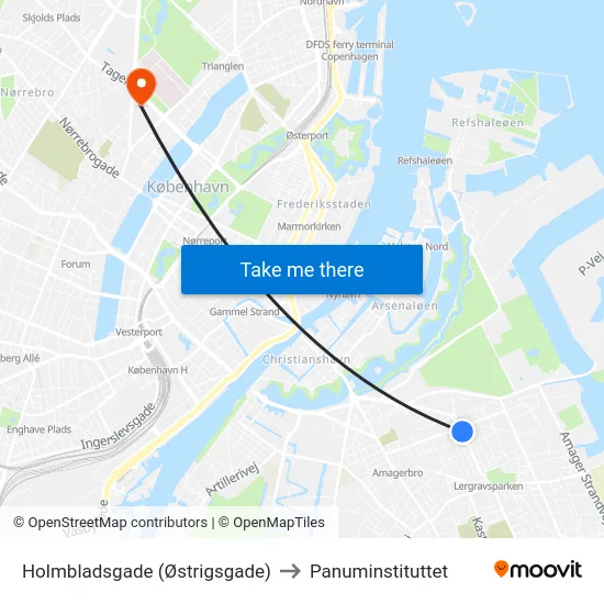 Holmbladsgade (Østrigsgade) to Panuminstituttet map