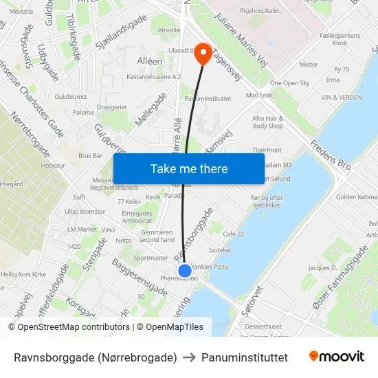Ravnsborggade (Nørrebrogade) to Panuminstituttet map