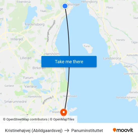 Kristinehøjvej (Abildgaardsvej) to Panuminstituttet map