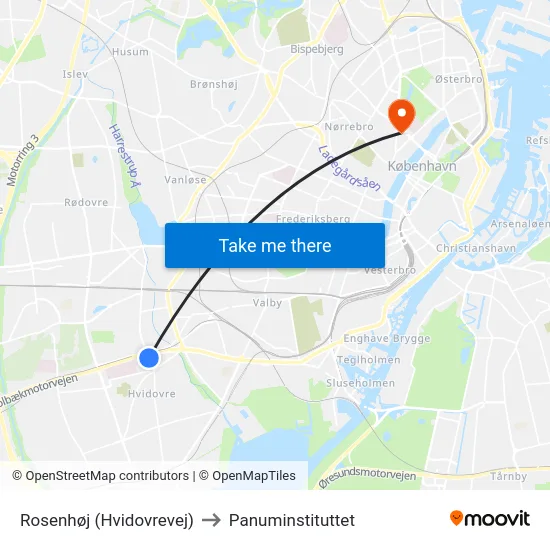 Rosenhøj (Hvidovrevej) to Panuminstituttet map