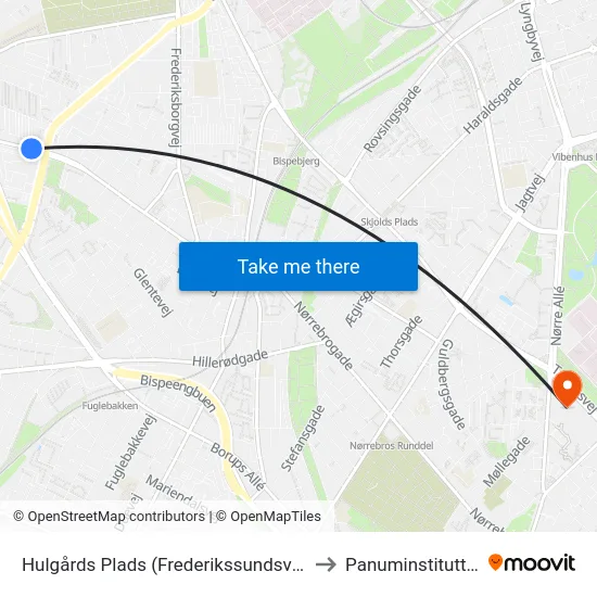 Hulgårds Plads (Frederikssundsvej) to Panuminstituttet map