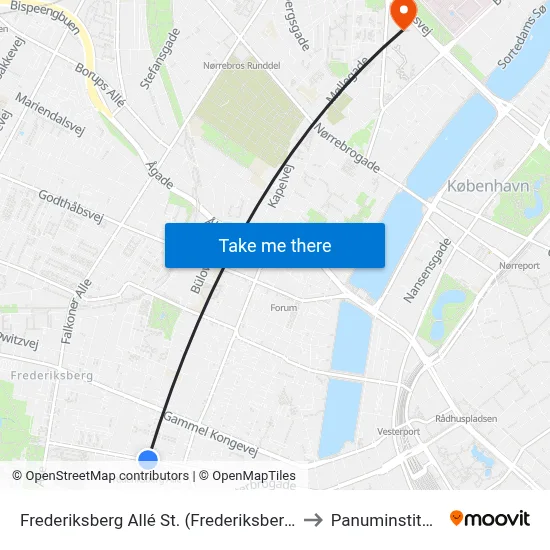 Frederiksberg Allé St. (Frederiksberg Allé) to Panuminstituttet map