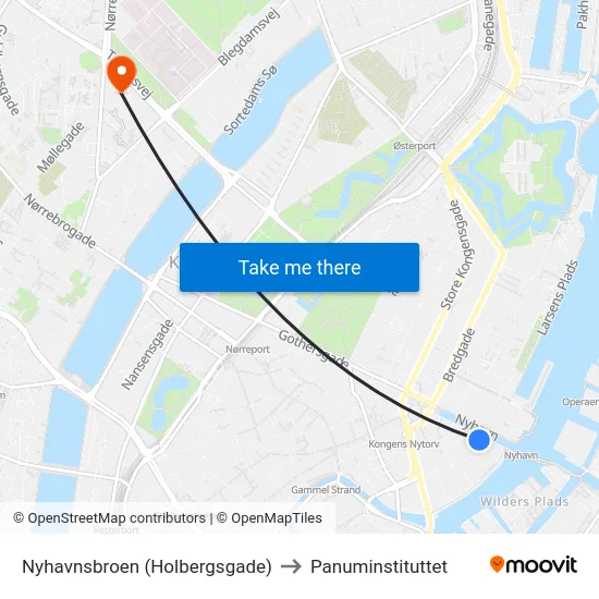 Nyhavnsbroen (Holbergsgade) to Panuminstituttet map