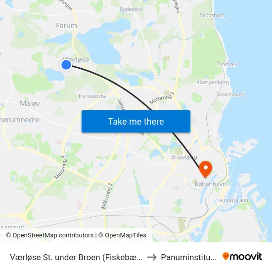 Værløse St. under Broen (Fiskebækvej) to Panuminstituttet map
