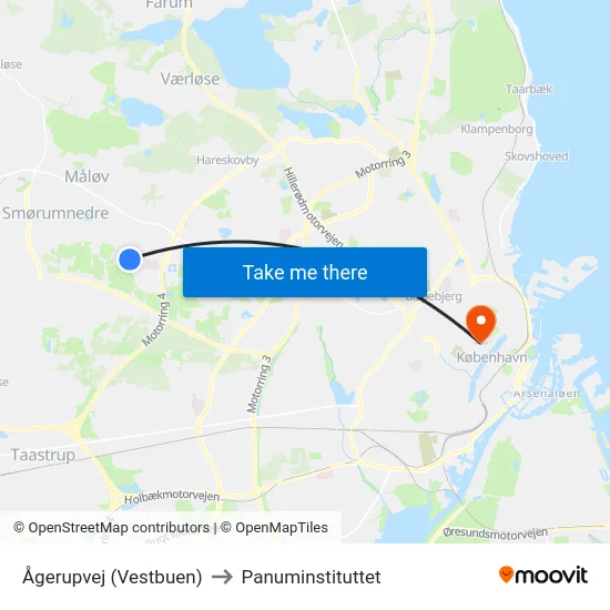 Ågerupvej (Vestbuen) to Panuminstituttet map