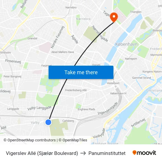 Vigerslev Allé (Sjælør Boulevard) to Panuminstituttet map