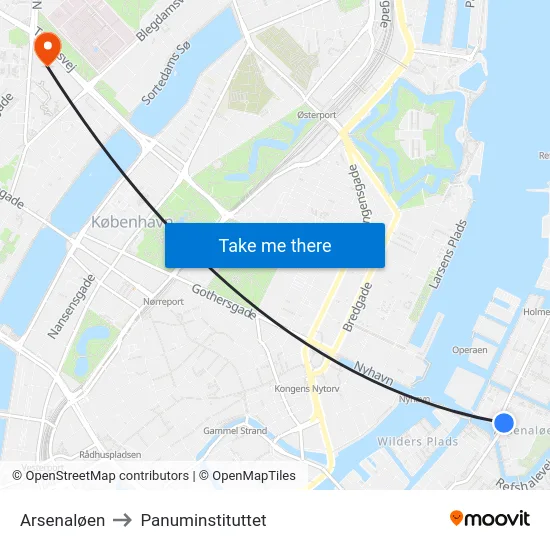 Arsenaløen to Panuminstituttet map