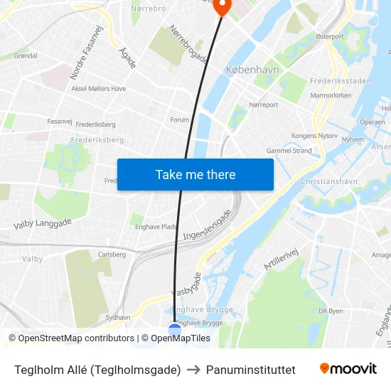 Teglholm Allé (Teglholmsgade) to Panuminstituttet map