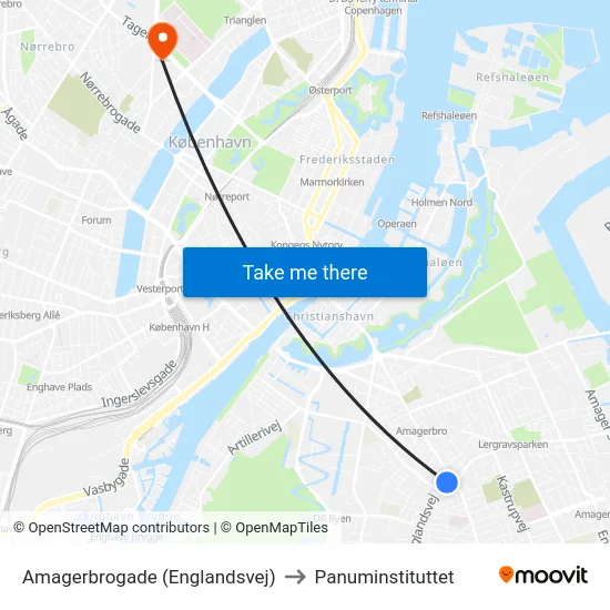 Amagerbrogade (Englandsvej) to Panuminstituttet map