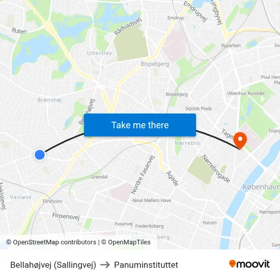 Bellahøjvej (Sallingvej) to Panuminstituttet map