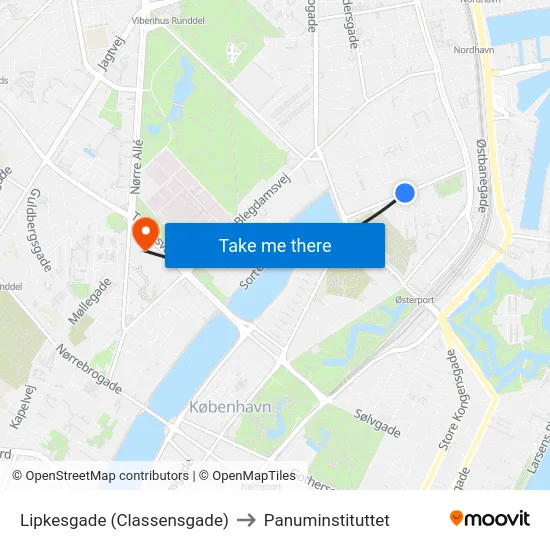 Lipkesgade (Classensgade) to Panuminstituttet map