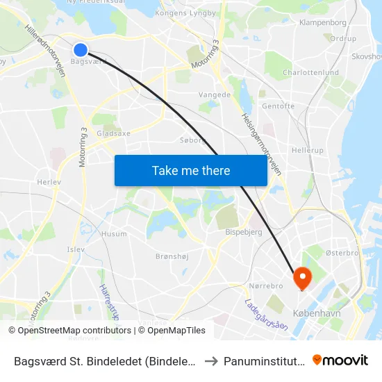 Bagsværd St. Bindeledet (Bindeledet) to Panuminstituttet map