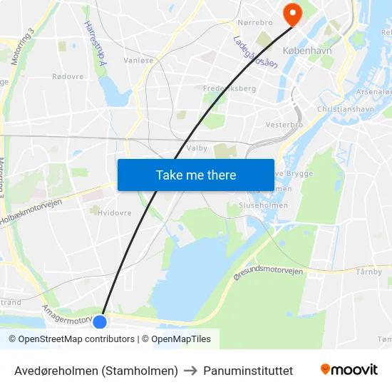 Avedøreholmen (Stamholmen) to Panuminstituttet map